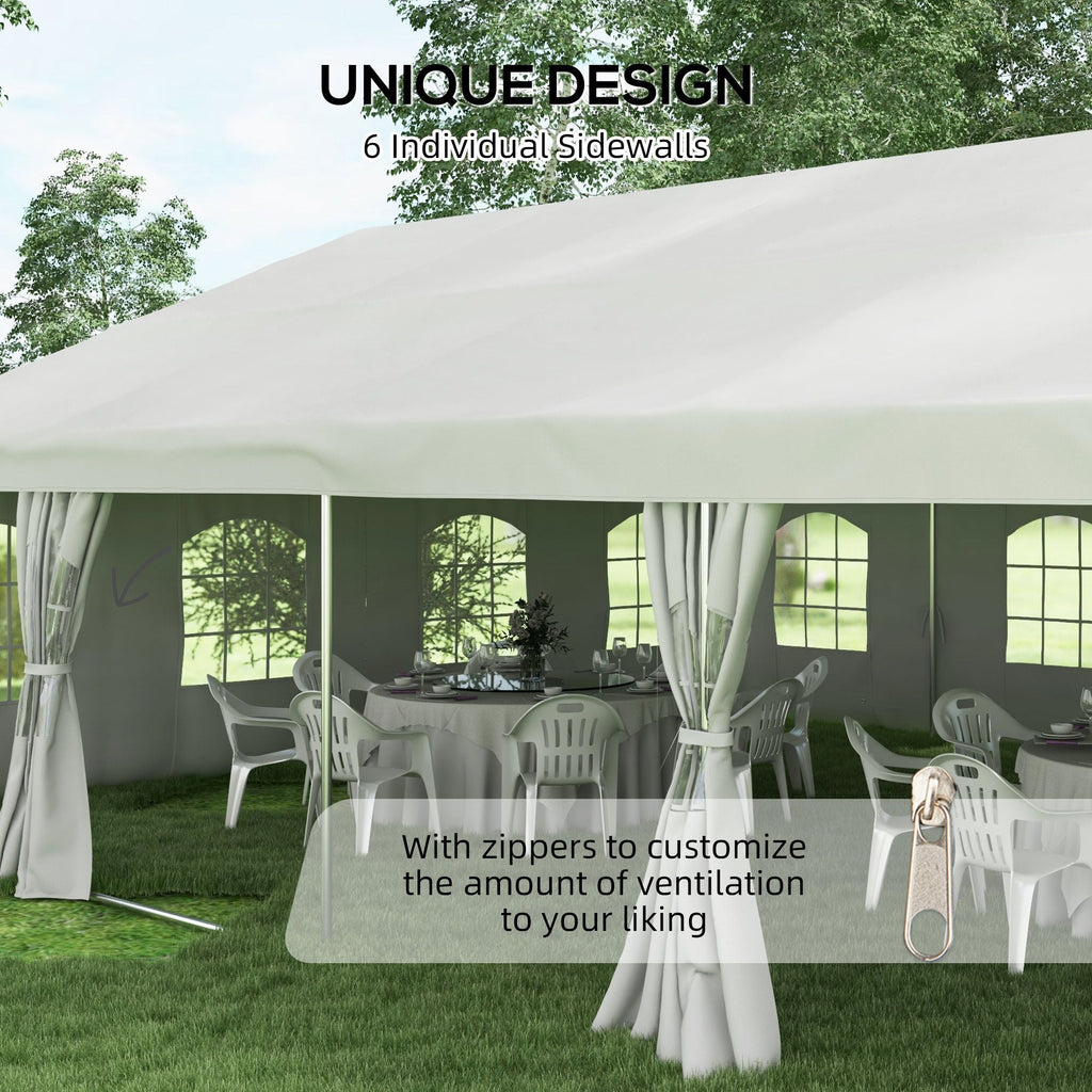 Heavy Duty Party Tent, 19.5' x 39' Large Sun Shade Canopy Tent for Parties, Wedding, Events, BBQ Grill, White
