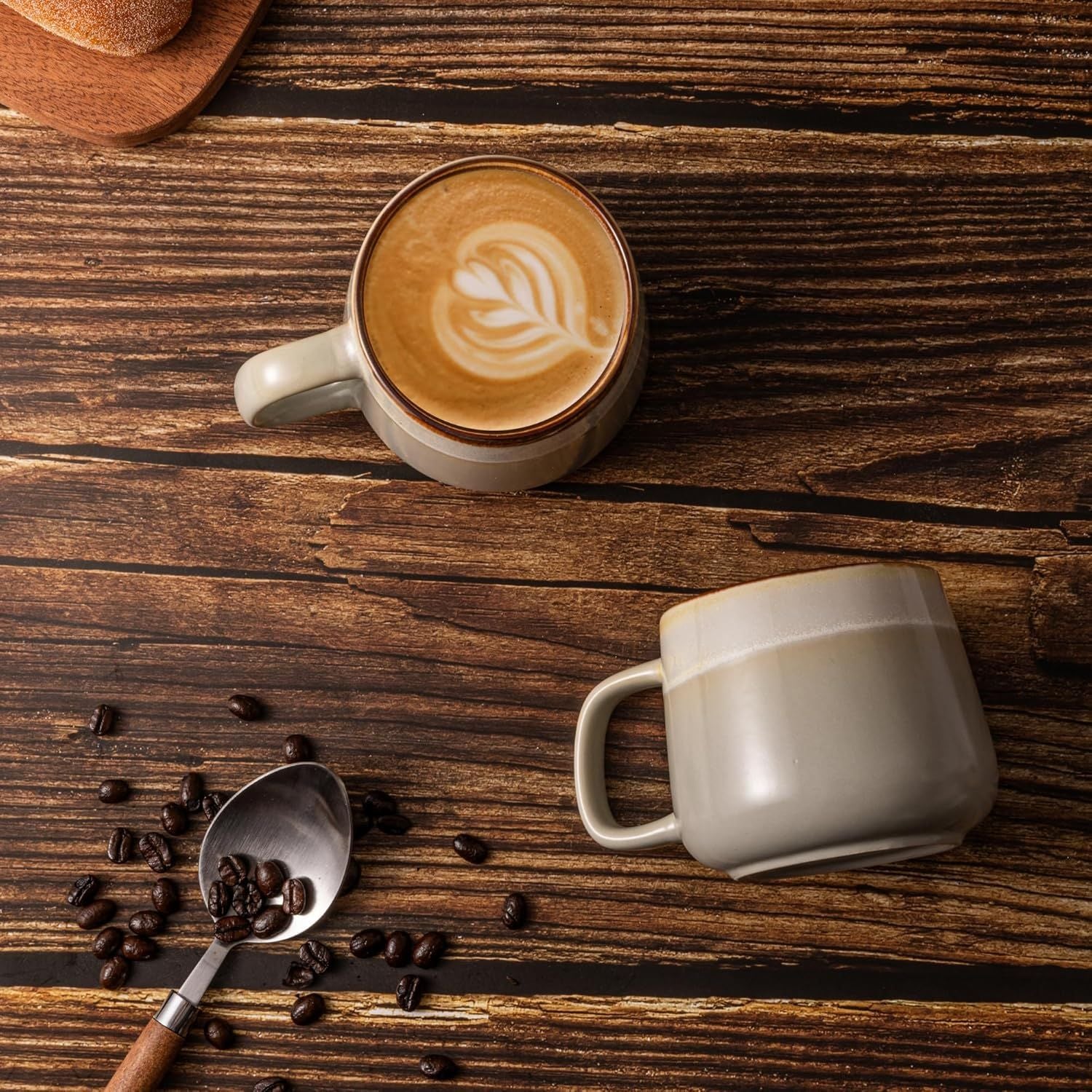 Ceramic Coffee Mugs Set of 4 | 12 oz Stoneware Coffee Cups | Lead-Free, Non-Toxic | Microwave and Dishwasher Safe | Comfortable Handle | Aesthetic Nordic Design for Tea and Latte | Sage