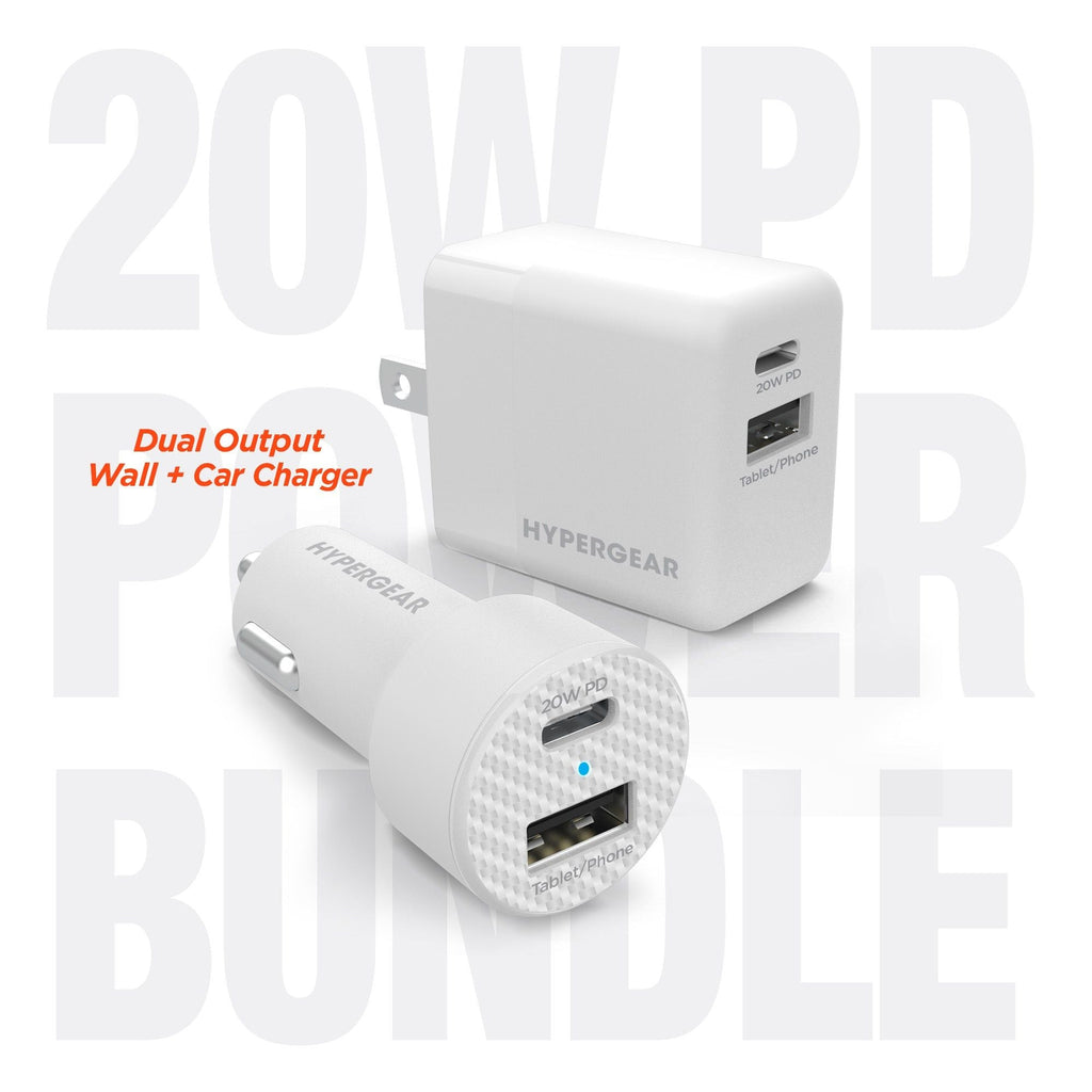 HyperGear Wall/Car Charger Bundle 20W USB-C PD + 12W