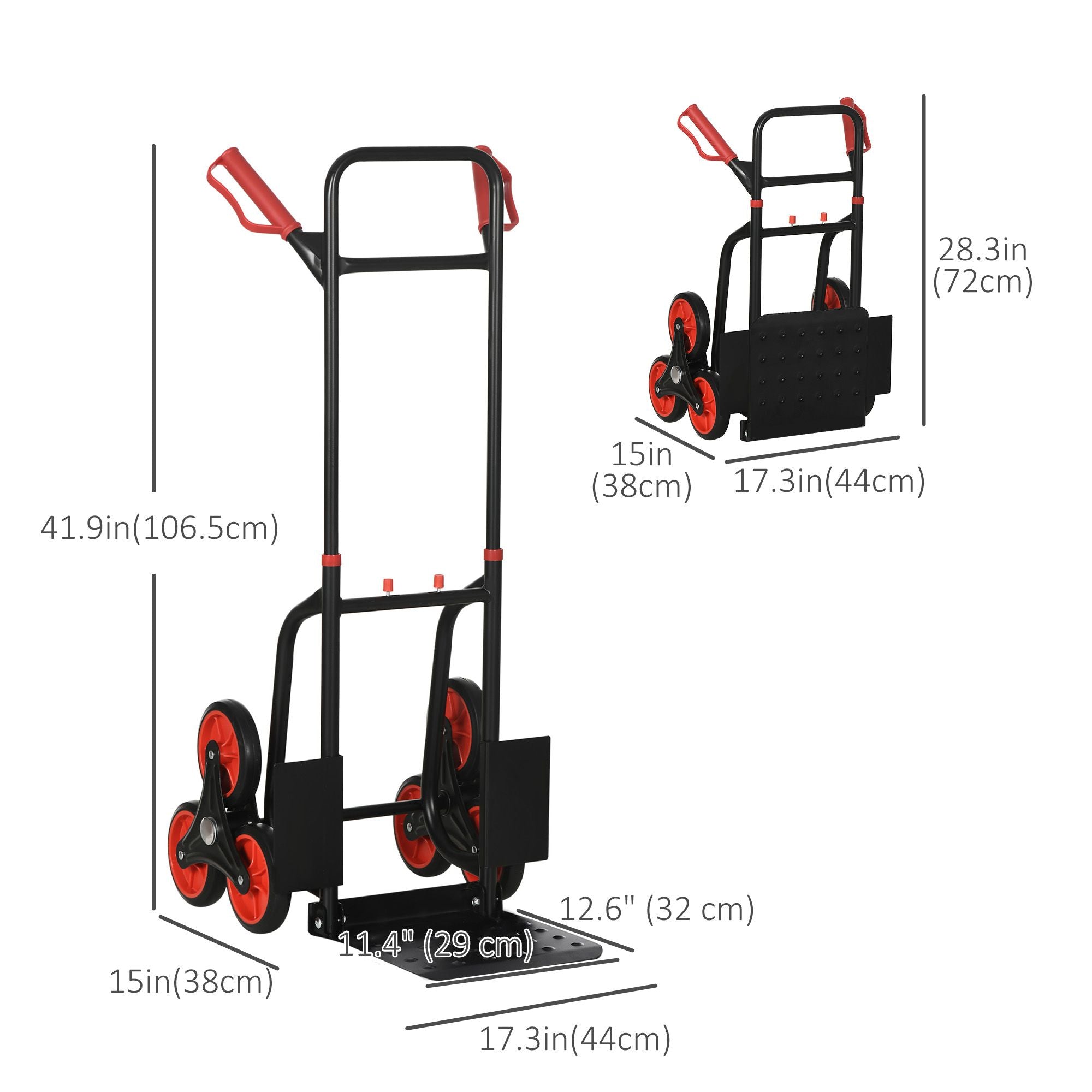 Stair Conqueror: 6-Wheel Foldable Steel Hand Truck, 330lbs Load Capacity for Effortless Climbing