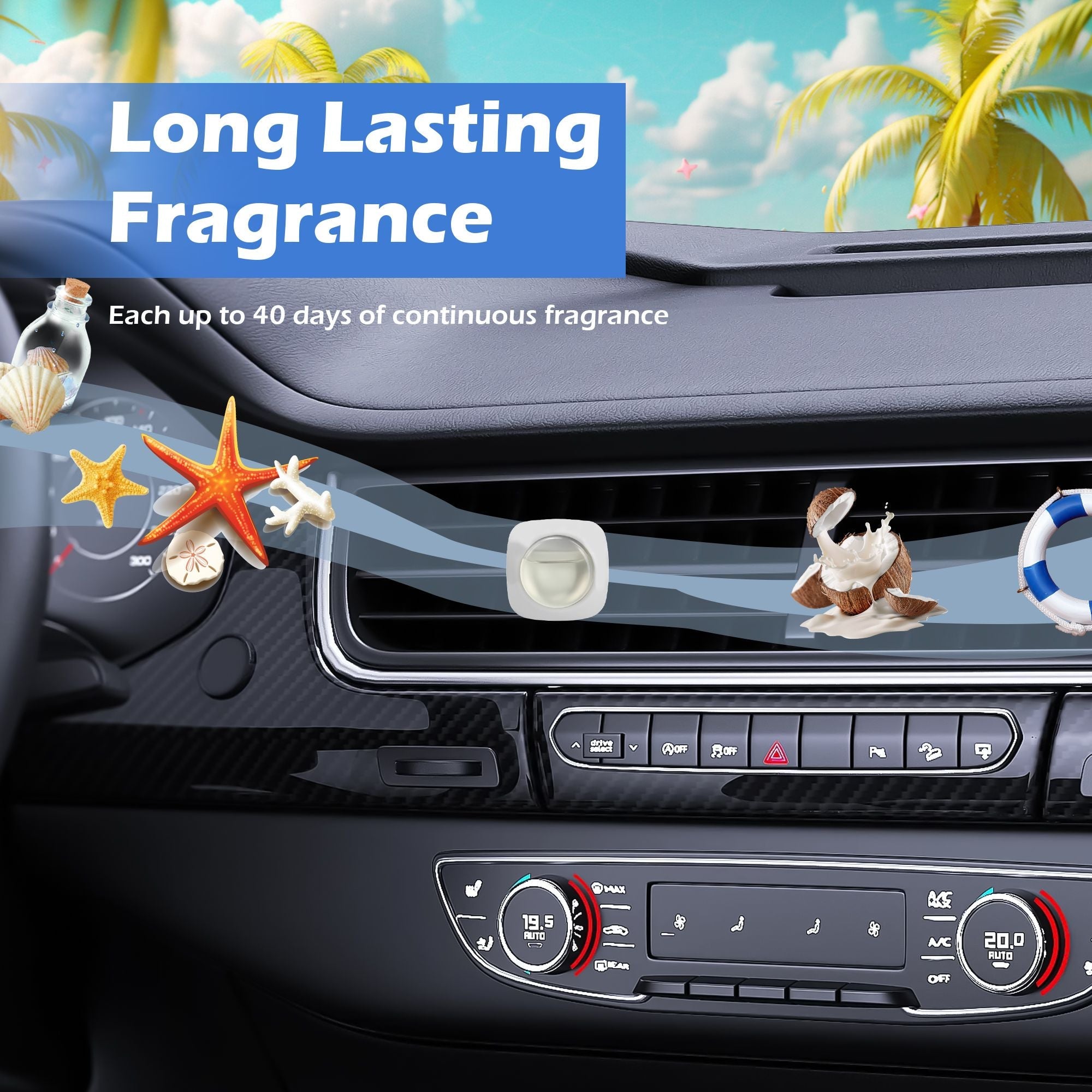 3 Pack Car Air Fresheners - Long Lasting Vent Clips For Men & Women, 3 Pack Up To 90 Days Fits All Car Refresher Odor Eliminator, New Car Scent Variety Pack