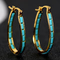 U Shape Hoop Earrings Inlaid Square Shape Synthetic Gems Fashion Piercing Earrings Jewelry 1 Pair