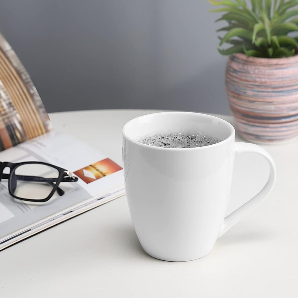 White Coffee Mugs Set of 4, 16 Ounce Mug with Handles, Ceramic Coffee Cups, Porcelain Mugs Sets, Large Coffee Mugs for Coffee, Tea, Hot Cocoa, Milk, Microwave and Dishwasher Safe