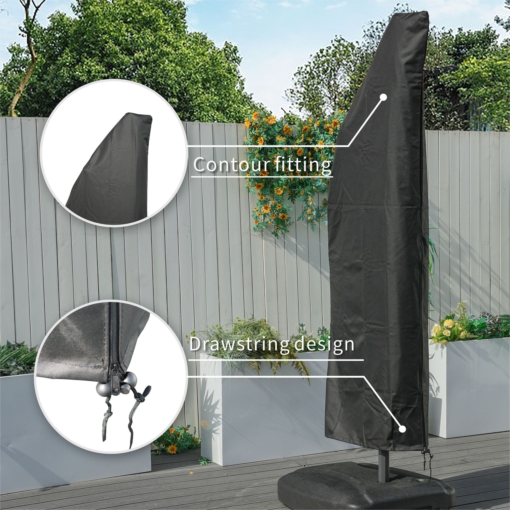 Direct Wicker Outdoor Patio Cantilever Umbrella Zipper Cover
