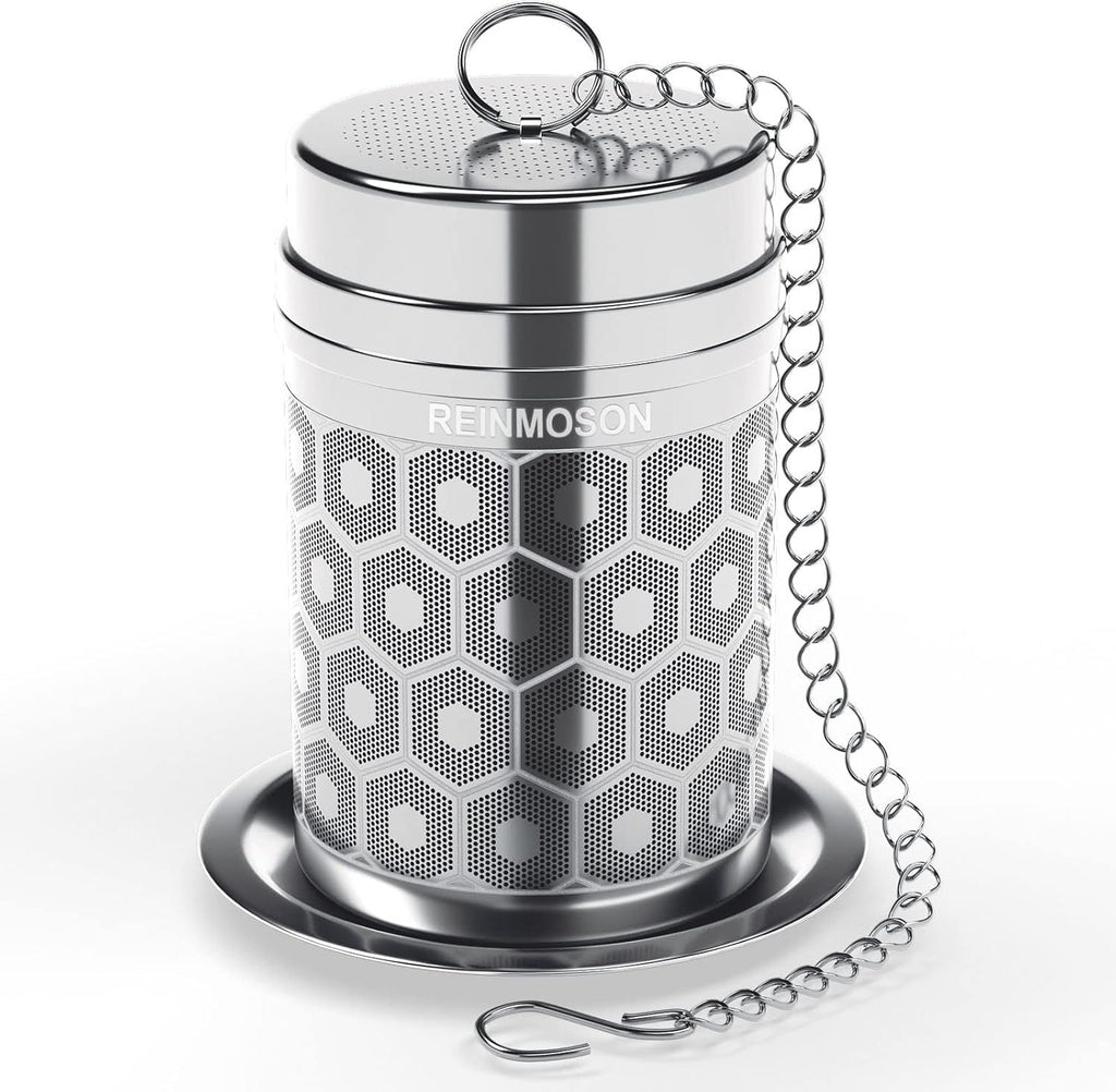 Tea Strainers for Loose Tea, Extra Fine Mesh Tea Infuser, 304 Stainless Steel & Updated Slim Threaded Lid, Loose Leaf Tea Steeper for Black Tea, Rooibos, etc
