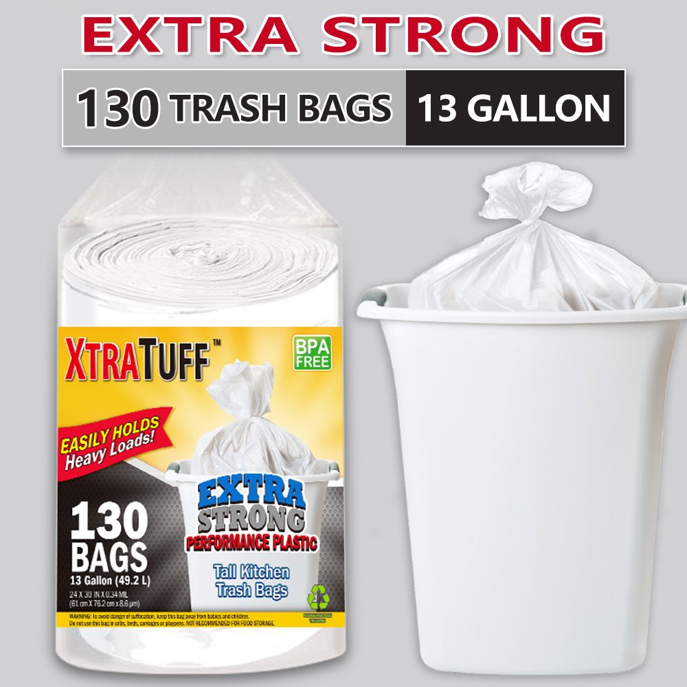 130 Bags 13 Gallon Expandable Heavy-Duty Plastic Multipurpose Disposable Garbage Bags-Super Strong, Leak-Resistant, And Odor-Proof For Bedroom, Kitchen, Living Room, Outdoor, And Toilet