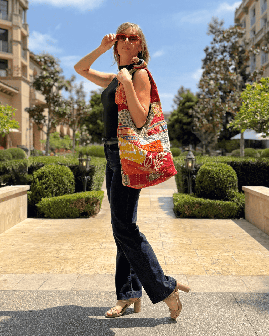 Kathmandu Collection Kantha Patchwork Hobo Bag