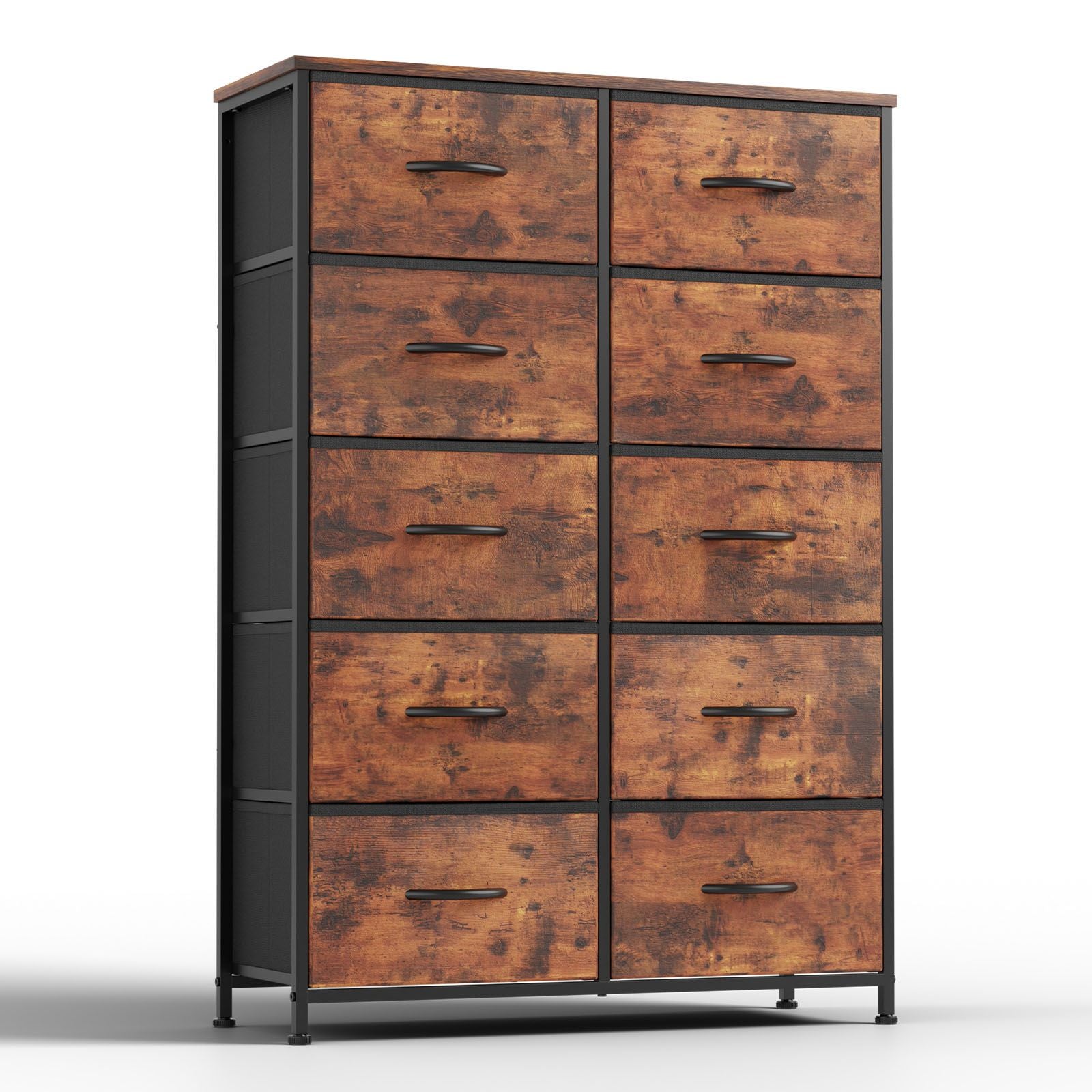 Bedside Table For Bedroom With 10 Fabric Drawers Storage Cabinet Steel Frame Closet For Clothes Storage Display Cabinet