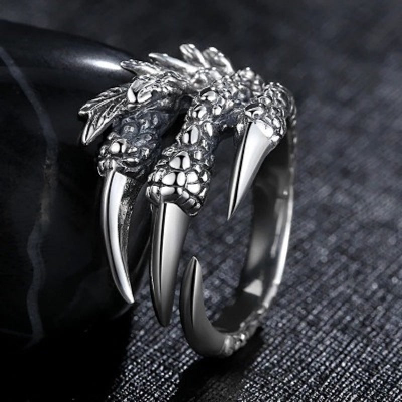 Claw Rings Punk Dragon Eagle Claw High Quality Alloy Casting Black Open Ring for Men and Women