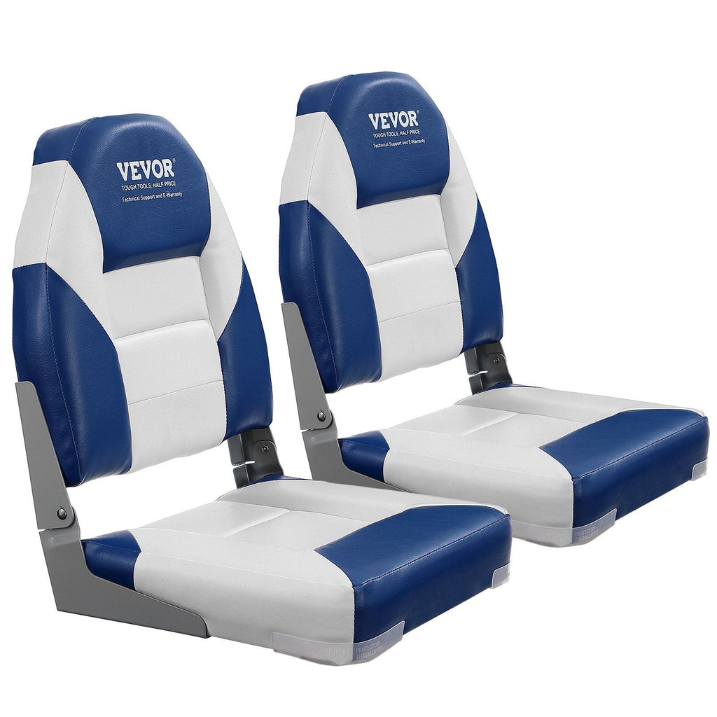 VEVOR Boat Seats, 21.85" High Back Boat Seat, Folding Boat Chair with Thickened Sponge Padding and Hinge, Fold-Down Boat Captain Chairs for Fishing Boat, Sightseeing Boat, Speedboat, Canoe, 2-Pack