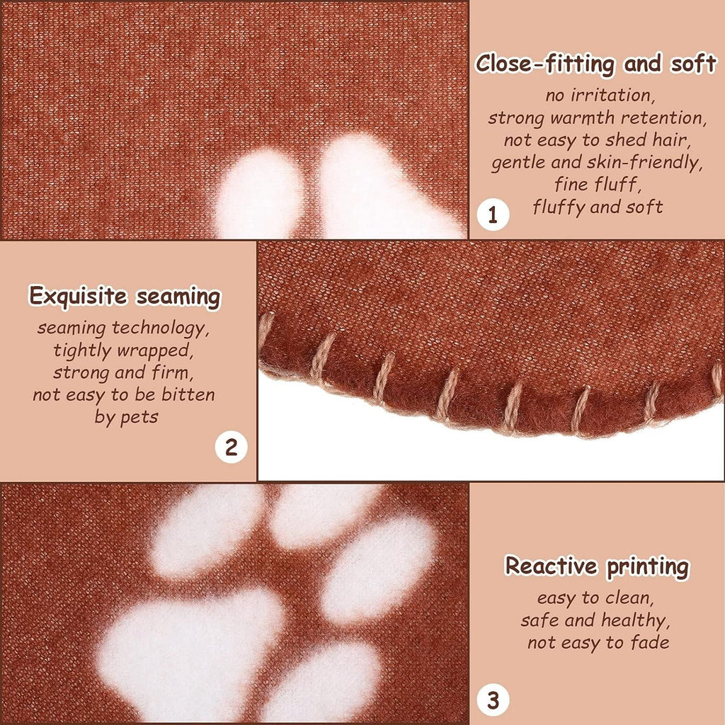 10 Pieces Pet Blankets with Paw Print Dog Cat Fleece Blankets Soft Warm Sleep Mat Pad Bed Cover for Kitten Puppy and Other Small Animals, 24 x 28 Inch
