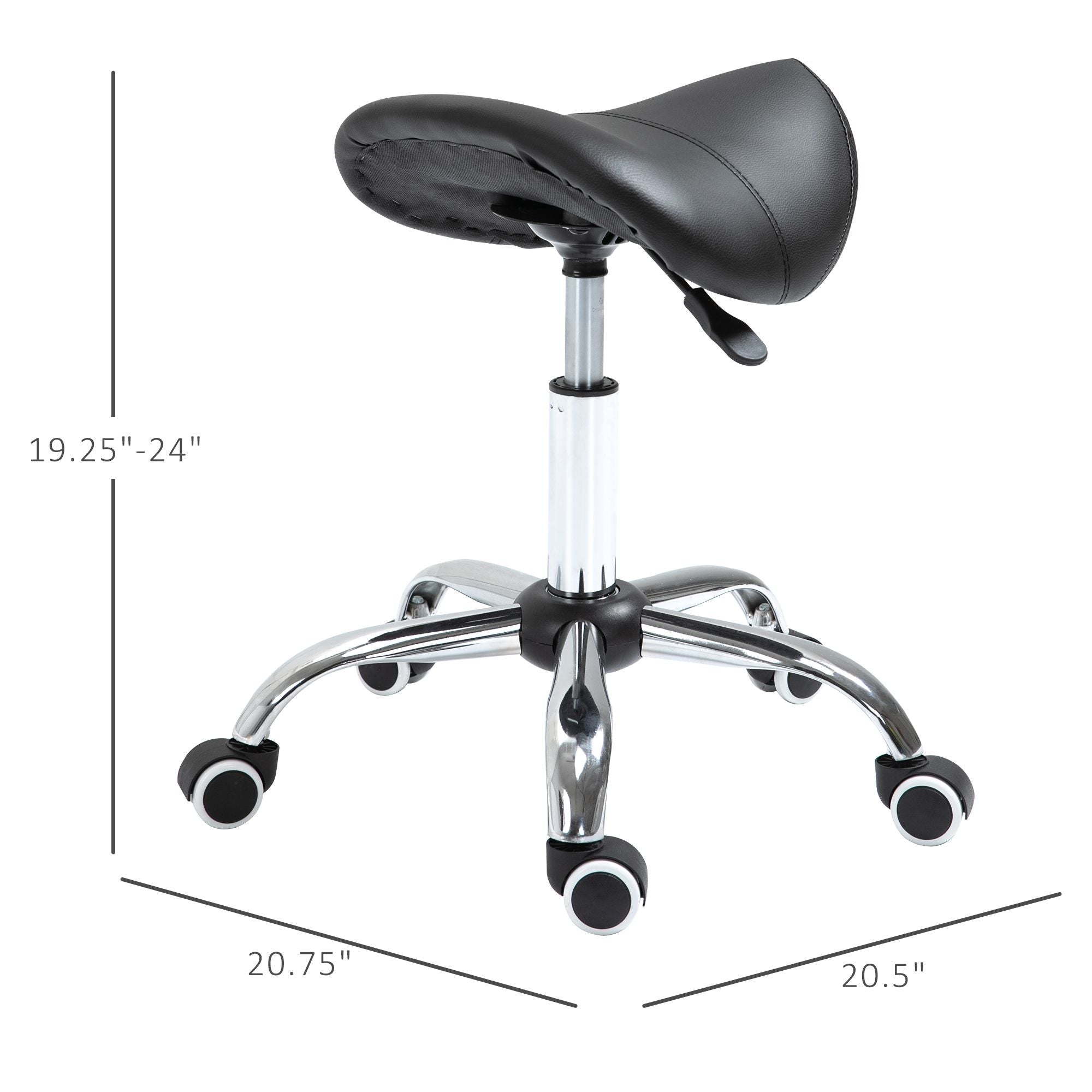 Adjustable Elegance: Hydraulic Salon Stool, Rolling Swivel Saddle Chair, PU Leather Beauty Seat for Spa, Black Finish