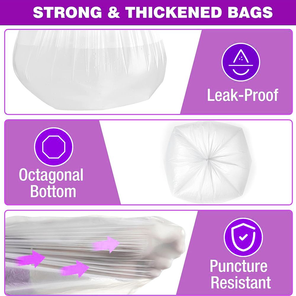 Boxed Disposable Garbage Bag 270 Pieces Puncture Tear Resistant Trash Bags, 8 Gallon Capacity, Kitchen Drawstring Garbage Bags Fresh Clean Scent With Lemon Mint Scent