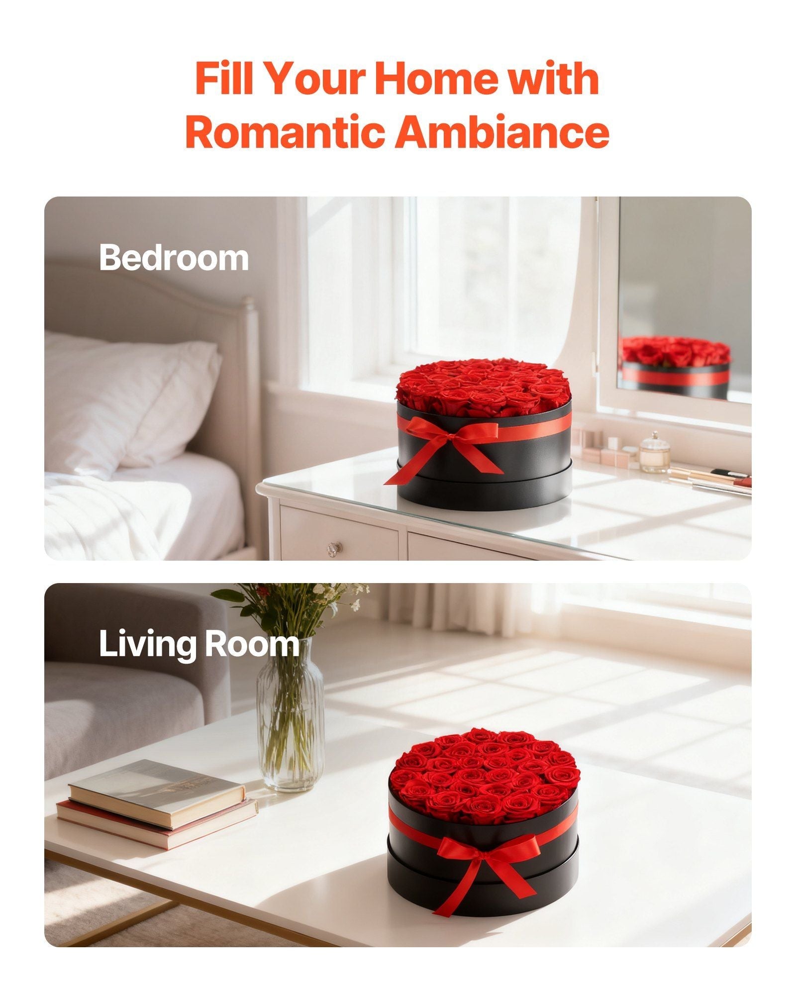 Forever Flowers, 27 Preserved Roses in a Box, Eternal Flowers Immortal Bouquet Birthday Present for Delivery Prime Women Her Wife Mothers, Anniversary, Valentine's Day,Christmas, Red