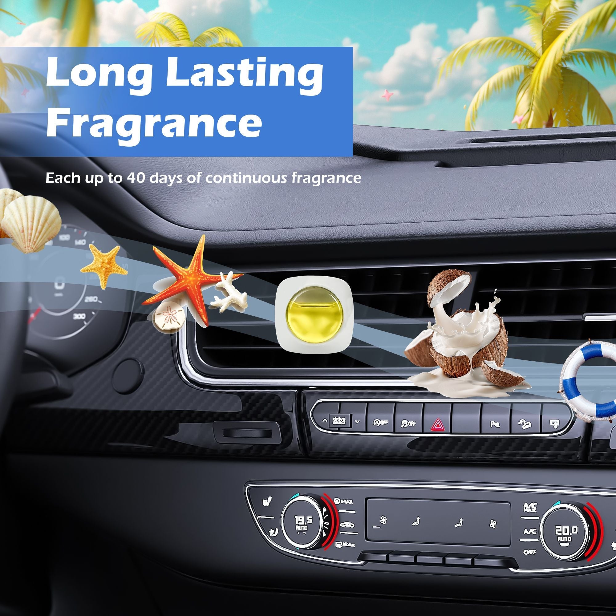 3 Pack Car Air Fresheners - Long Lasting Vent Clips For Men & Women, 3 Pack Up To 90 Days Fits All Car Refresher Odor Eliminator, New Car Scent Variety Pack
