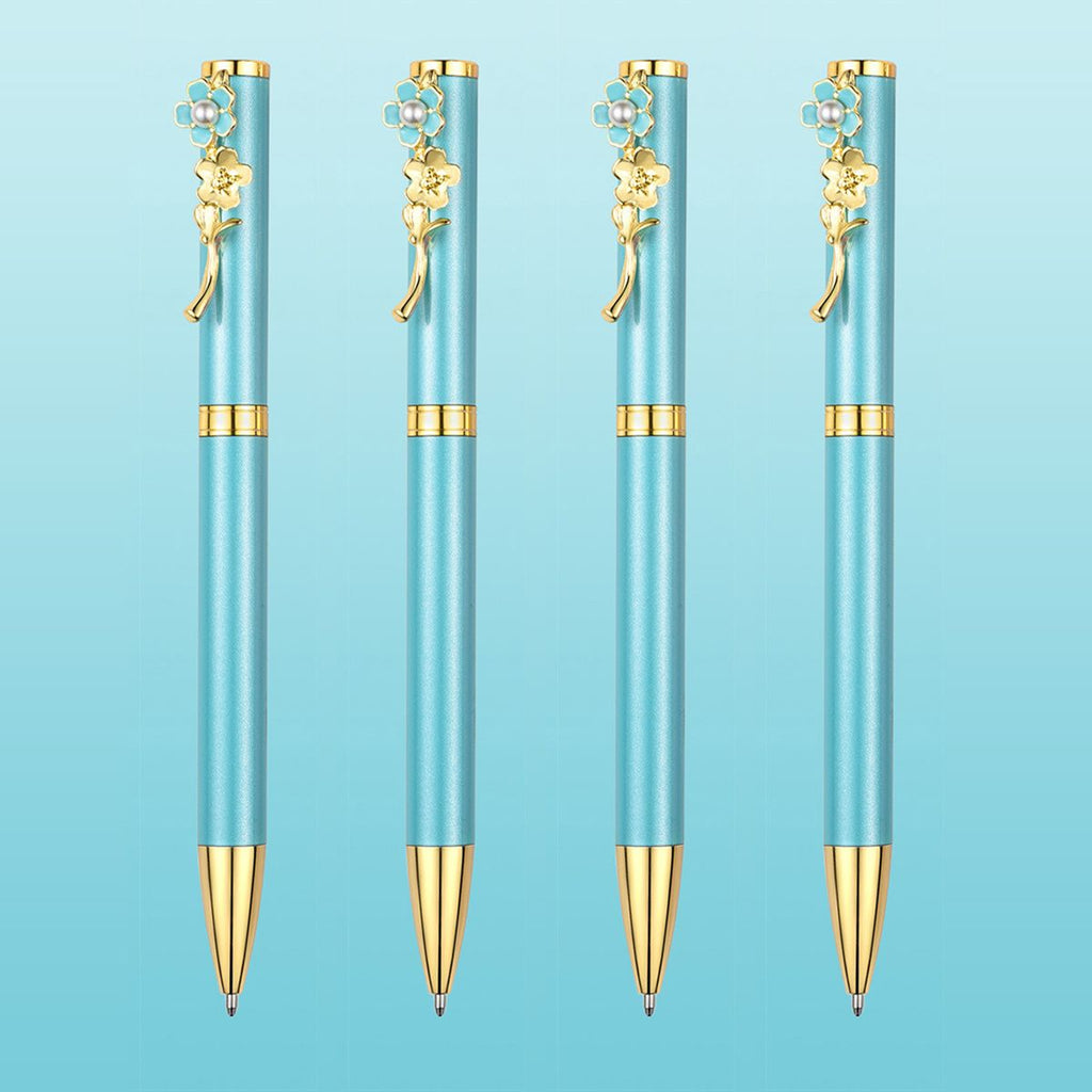 4pcs Ballpoint Pens,Fine Point Smooth Writing Pens,Metal Twist Pretty Pens For Journaling, 1.0 Mm Medium Point Black Ink Cute Pens,Office Supplies Fancy Pen Sets For Women&Men Gift