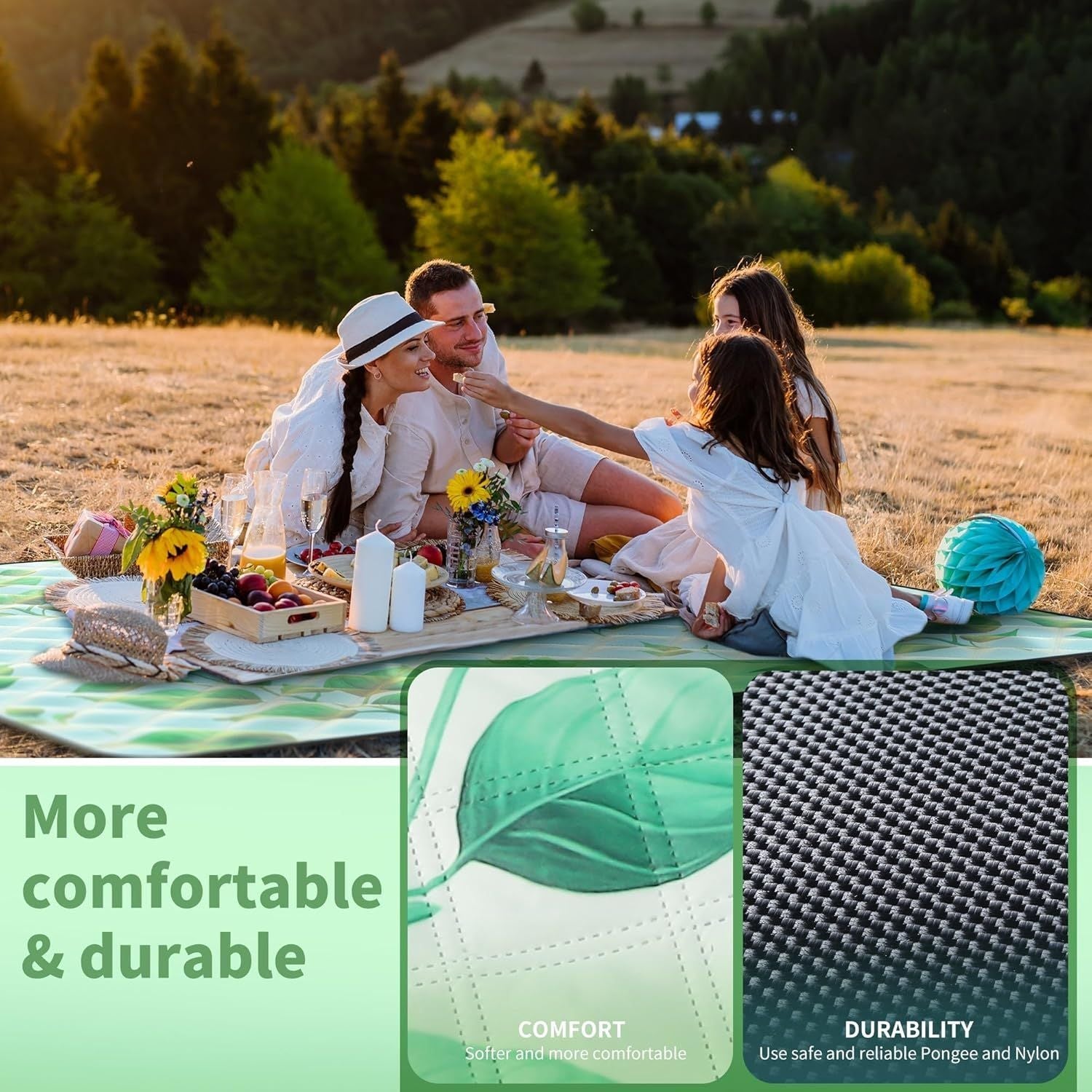 (2025 Upgrade) Extra Large Waterproof Picnic Blankets | Foldable Sandproof Beach Blanket N Outdoor Blanket | 5-Layer Machine Washable Soft Picnic Mat for Camping, Grass, Park N Stadium