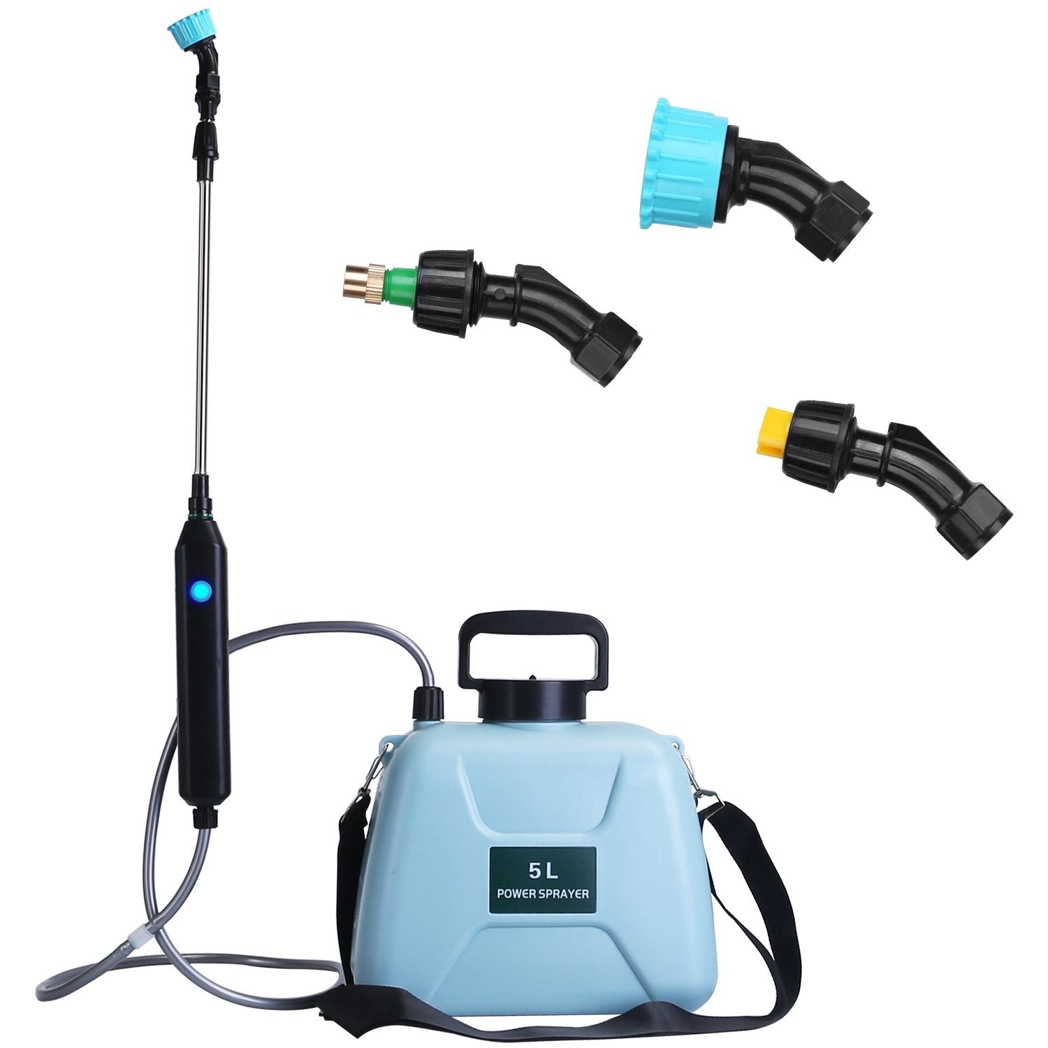 5L/1.3Gallon Electric Plant Sprayer Telescopic Rechargeable Garden Sprayer Automatic Handheld Sprayer with 3 Spray Spouts Shoulder Strap for Cleaning Sterilization