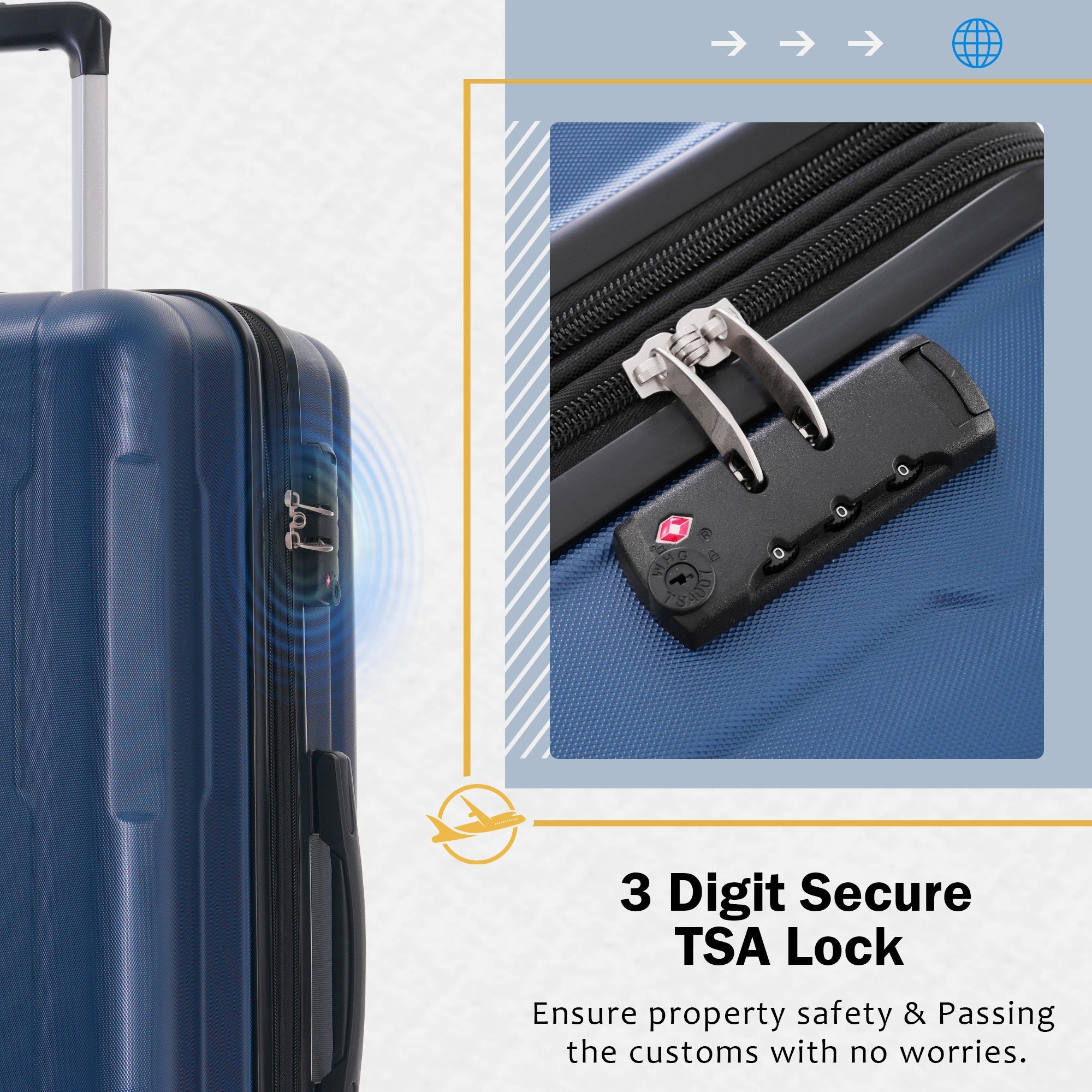 2 Piece Luggage Set with Bags Expanable Spinner Wheels ABS Lightweight Suitcase with TSA Lock 20inch+28inch