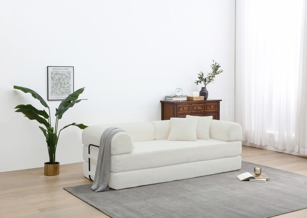 Foldable Sofa Bed, 77.9'' Folding Floor Couch, Compressed Convertable Sleeper Sofa, Memory Foam Couch with Pillow Back Support Armrest, 4-in-1 Futon Sofa Bed for Living Room, Army green