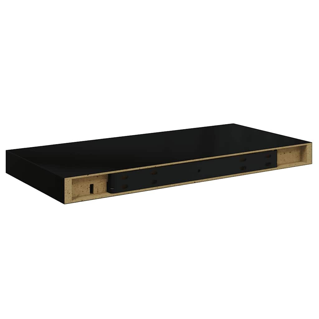 Wall Shelf Set of 2 High gloss black Honeycomb MDF, metal
