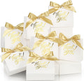 Small Gift Bags, 25 Pack 4.5x1.8x3.9 Inches Thank You Bags White Kraft Paper Gift Bag with Bow Ribbon, Perfect for Birthday, Wedding, Baby Shower