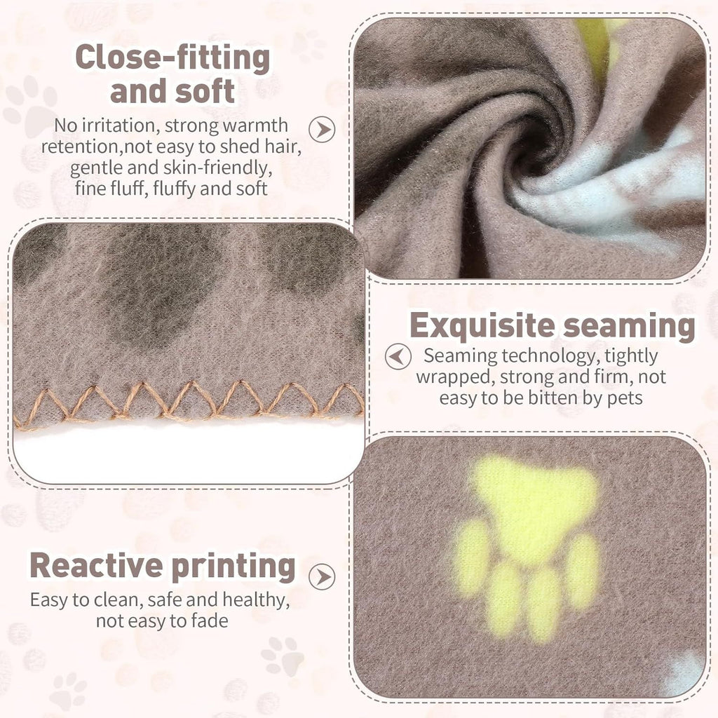 10 Pieces Pet Blankets with Paw Print Dog Cat Fleece Blankets Soft Warm Sleep Mat Pad Bed Cover for Kitten Puppy and Other Small Animals, 24 x 28 Inch
