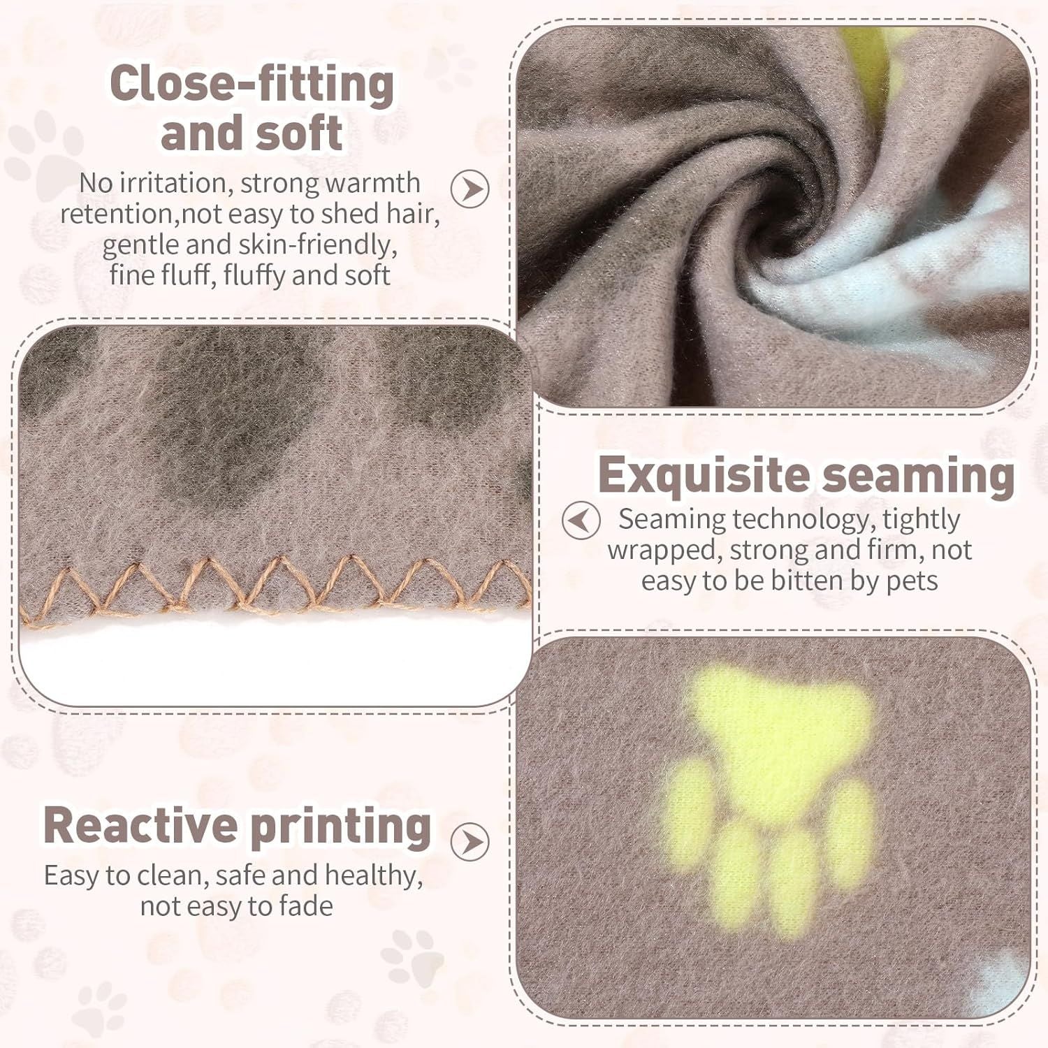10 Pieces Pet Blankets with Paw Print Dog Cat Fleece Blankets Soft Warm Sleep Mat Pad Bed Cover for Kitten Puppy and Other Small Animals, 24 x 28 Inch