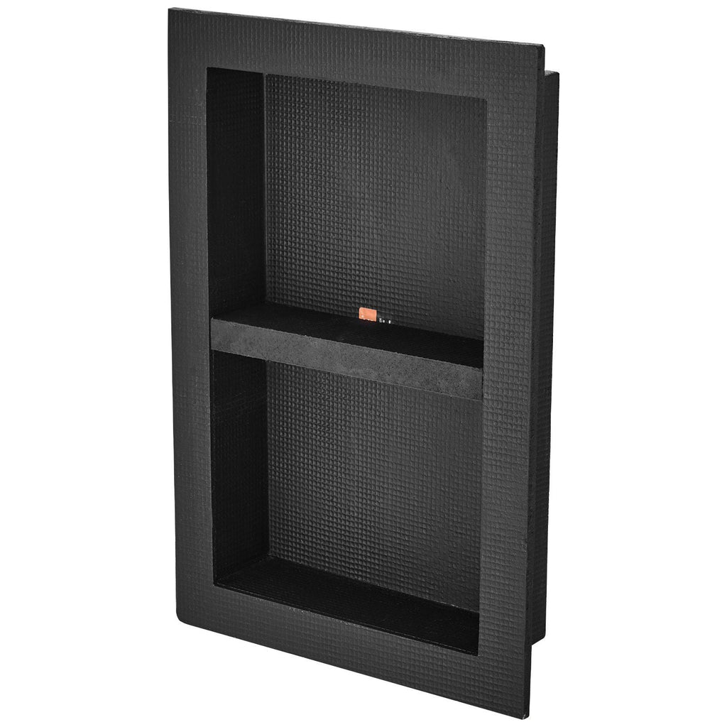 VEVOR Shower Niche Ready for Tile 16" x 24", Double Shelf Organizer, Square Corners Wall-inserted Niche Recessed, Sealed Protection Modern Soap Storage Niche for Shower Bathroom, Black