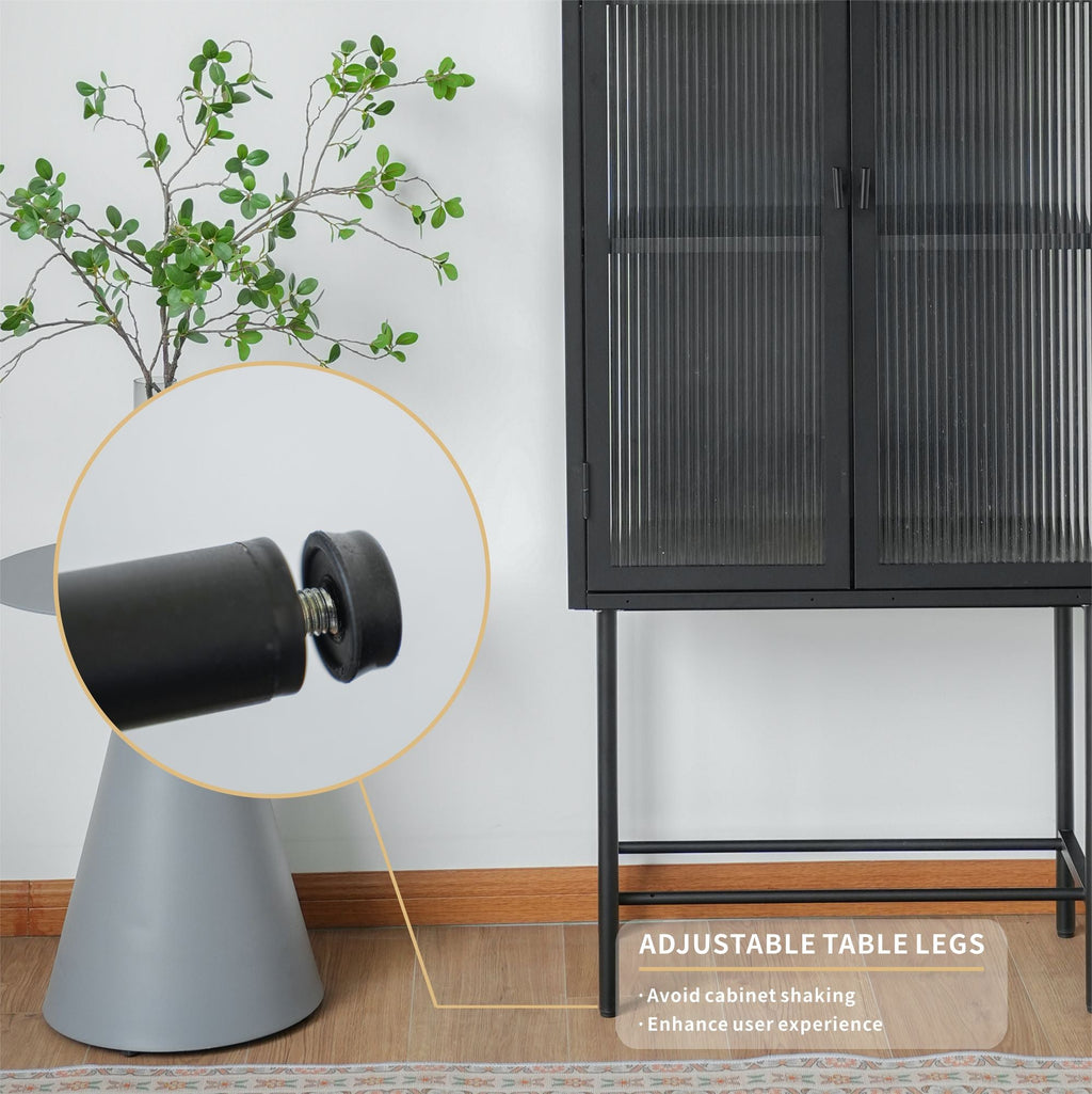 Modern Solid Color Matte Glass Storage Cabinet with Adjustable Shelves