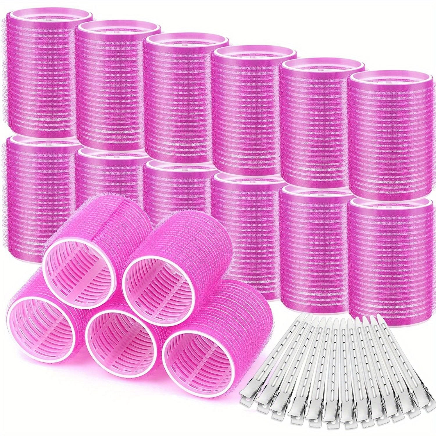 24pcs Jumbo Hair Curlers with Self-Grip Clips for Long, Medium, Short, Thick, and Thin Hair - Perfect for Bangs, Volume, and DIY Hair Dressing