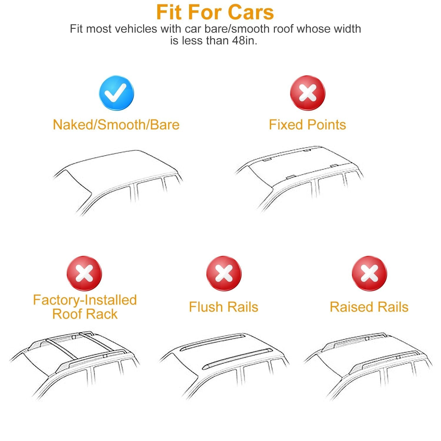 47.24in Universal Top Roof Rack Cross Bar Cargo Carrier Aluminum Crossbar Rack with 165LBS Capacity Fit for Most Vehicle Wagon Car Without Roof Side Rail