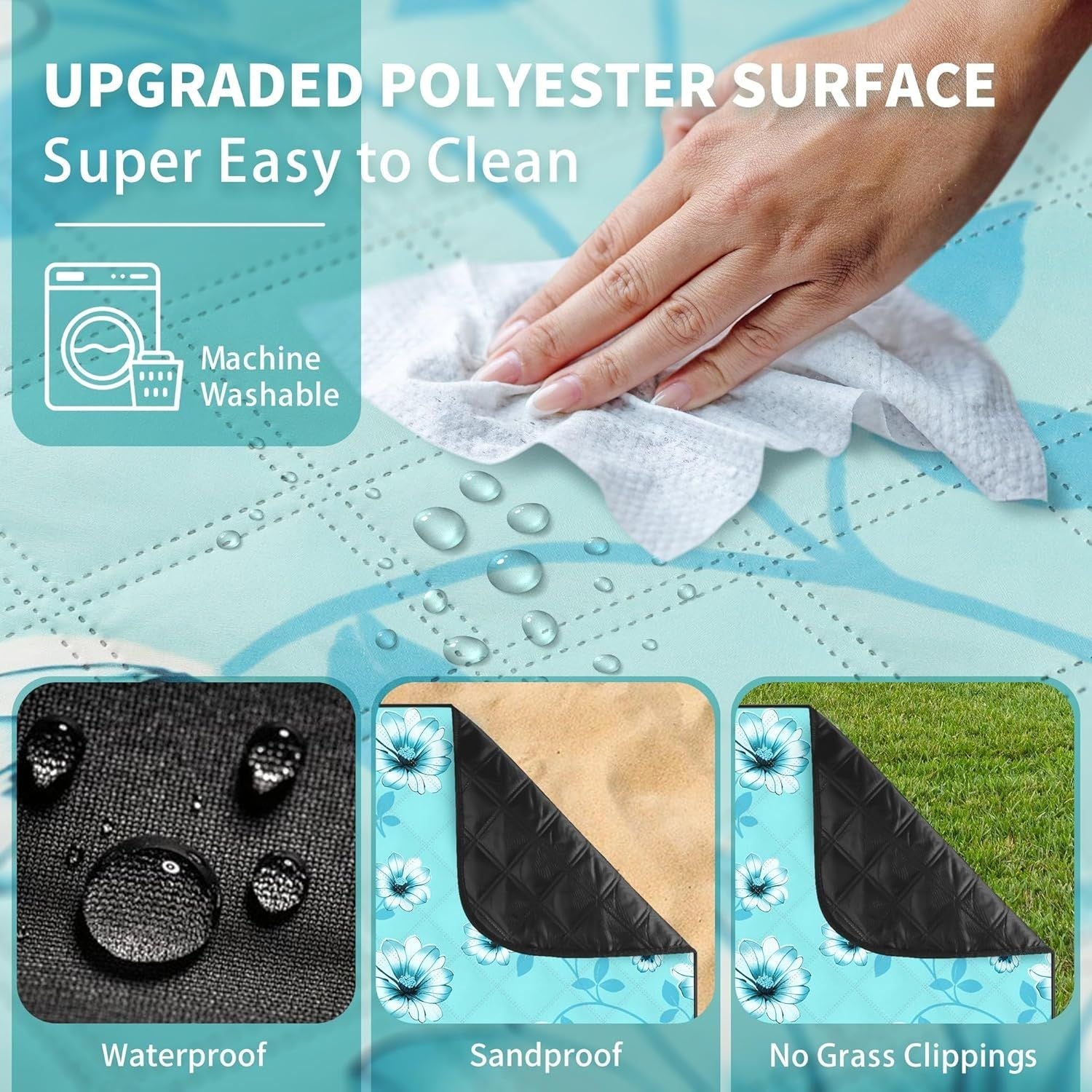 (2025 Upgrade) Extra Large Waterproof Picnic Blankets | Foldable Sandproof Beach Blanket N Outdoor Blanket | 5-Layer Machine Washable Soft Picnic Mat for Camping, Grass, Park N Stadium