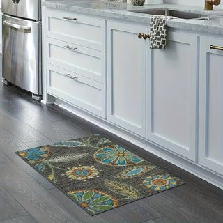 Maples Rugs Reggie Floral Runner Rug Non Slip Hallway Entry Carpet machine washable, suitable for bedroom bathroom and office room Multi, 3'10*2'6