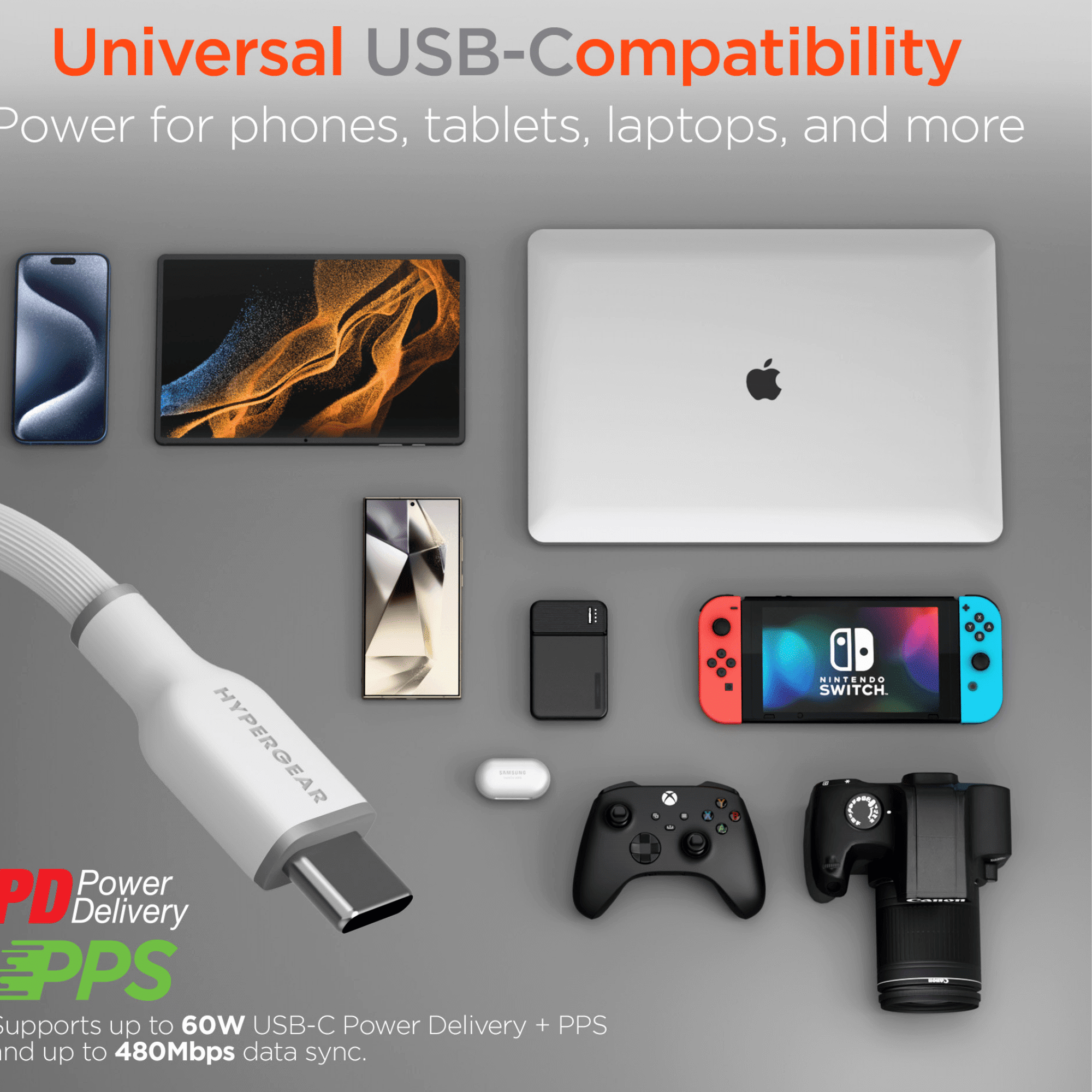 HyperGear Flexi PRO USB-C to USB-C Cable 10ft Black