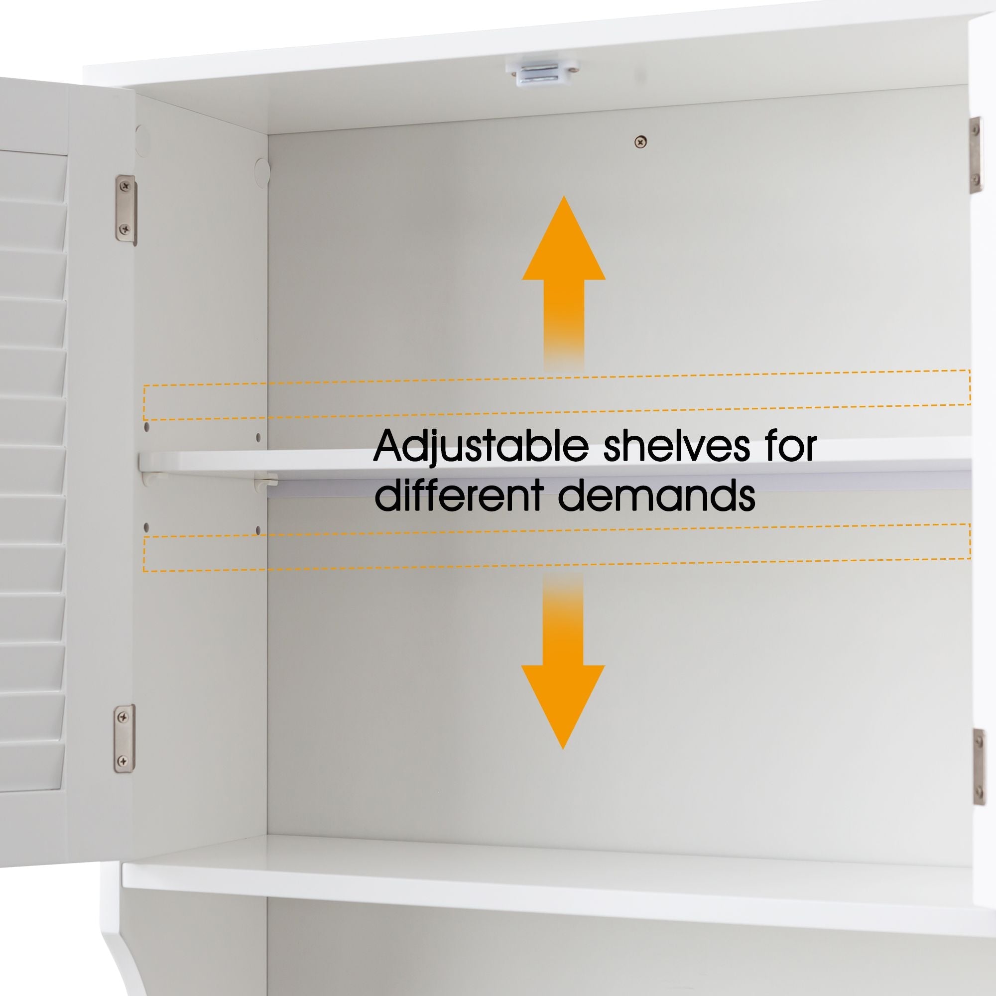 Fralimk 23.6*8.7*67inch Over-The-Toilet Storage, Bathroom Organizers And Storage Over Toilet Cabinet, Behind Toilet Bathroom Organizer With Two Louvered Doors, White