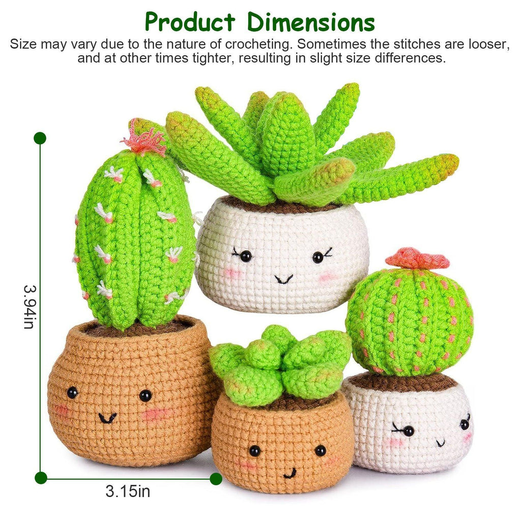 Succulents Crochet Kit Crochet Kit For Beginners DIY Knitting Supplies for Kids Adults 4 Patterns