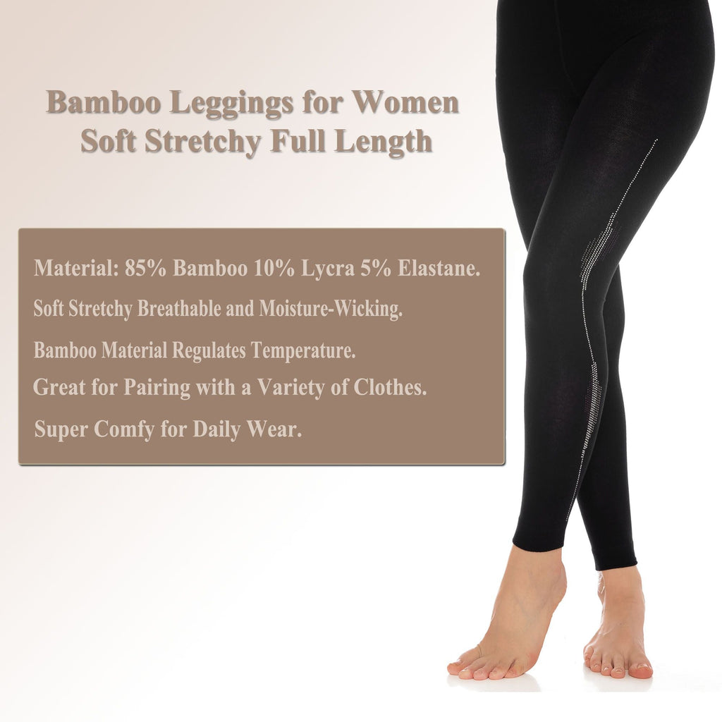 Bamboo Leggings for Women Soft Stretchy Full Length Elastic Leggings with Fancy Accessories