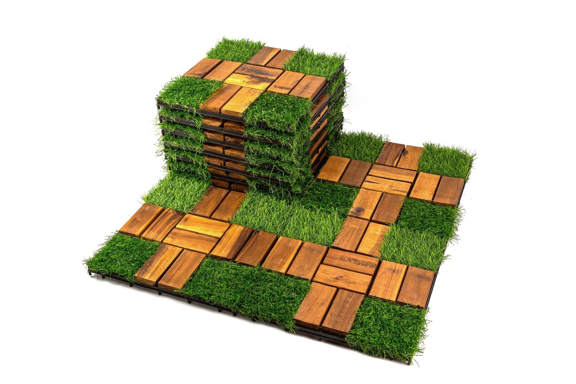 Acacia Wood Assembled Flooring , 10pack, 12 in. x 12 in.