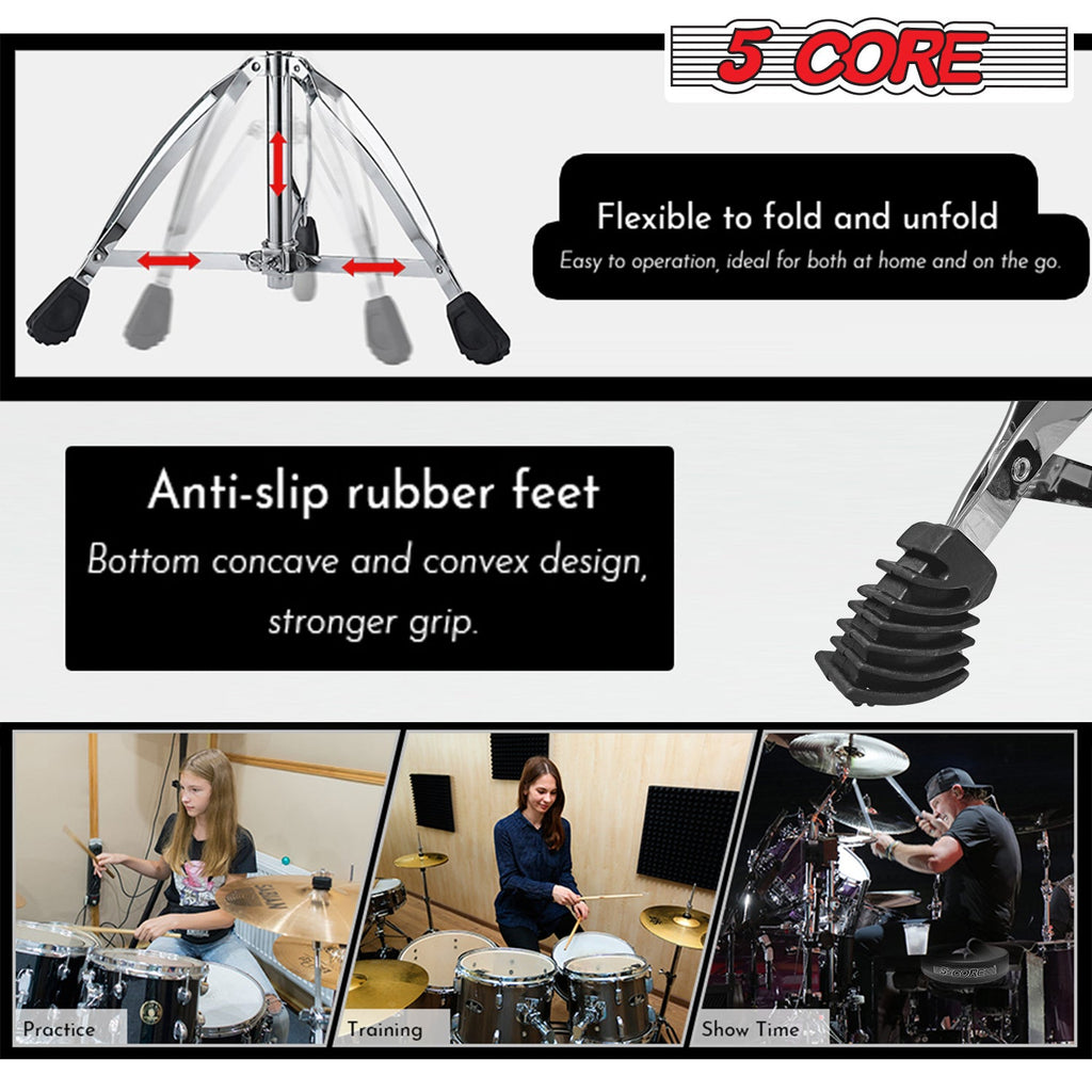 5 Core CHROME PRO Universal Drum Chair Round Padded Seat Throne Drum Stool Stand DS CH BLK