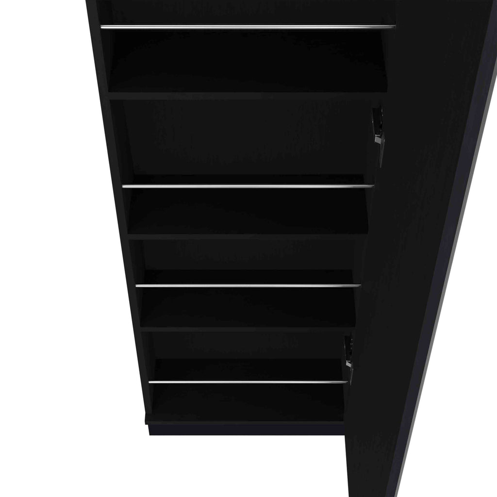Ruan XL Shoe Rack, Mirror, Five Interior Shelves, Single Door Cabinet