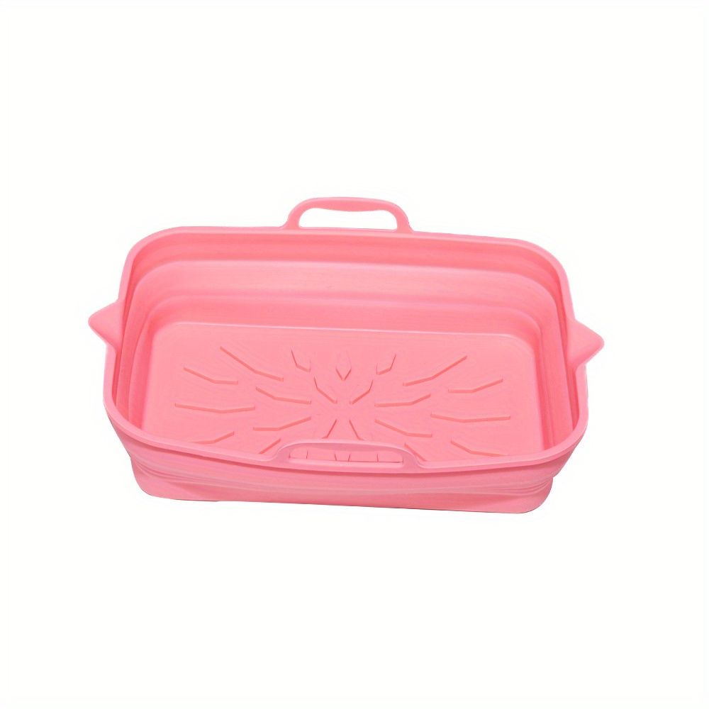 Rectangular Air Fryer Liners; Foldable Silicone Tray; Air Fryer Accessories; Reusable Grill Plate; Heat Resistant Microwave Silicone Plate; Home Kitchen Items