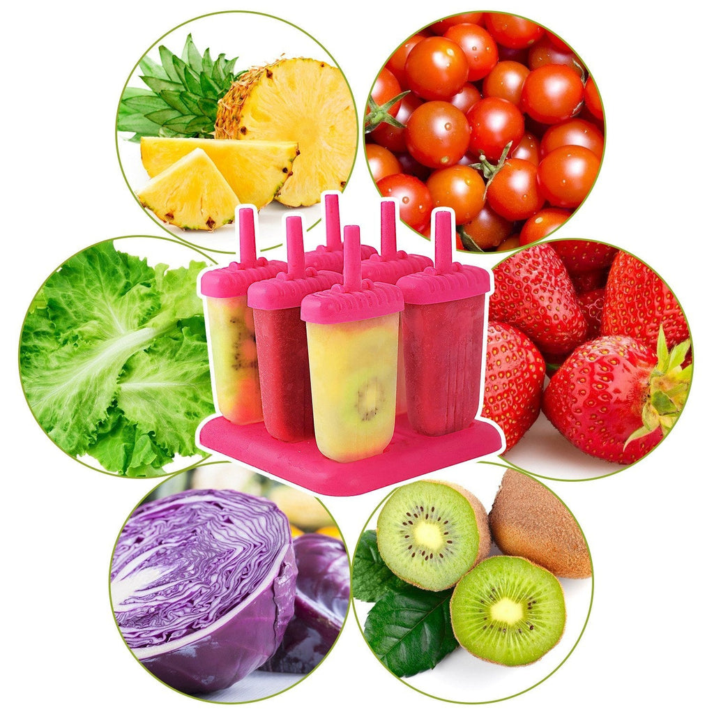 6Pcs Popsicle Molds Reusable Ice Cream DIY Ice Pop Maker Ice Bar Maker Plastic Popsicle Mold For Homemade Iced Snacks