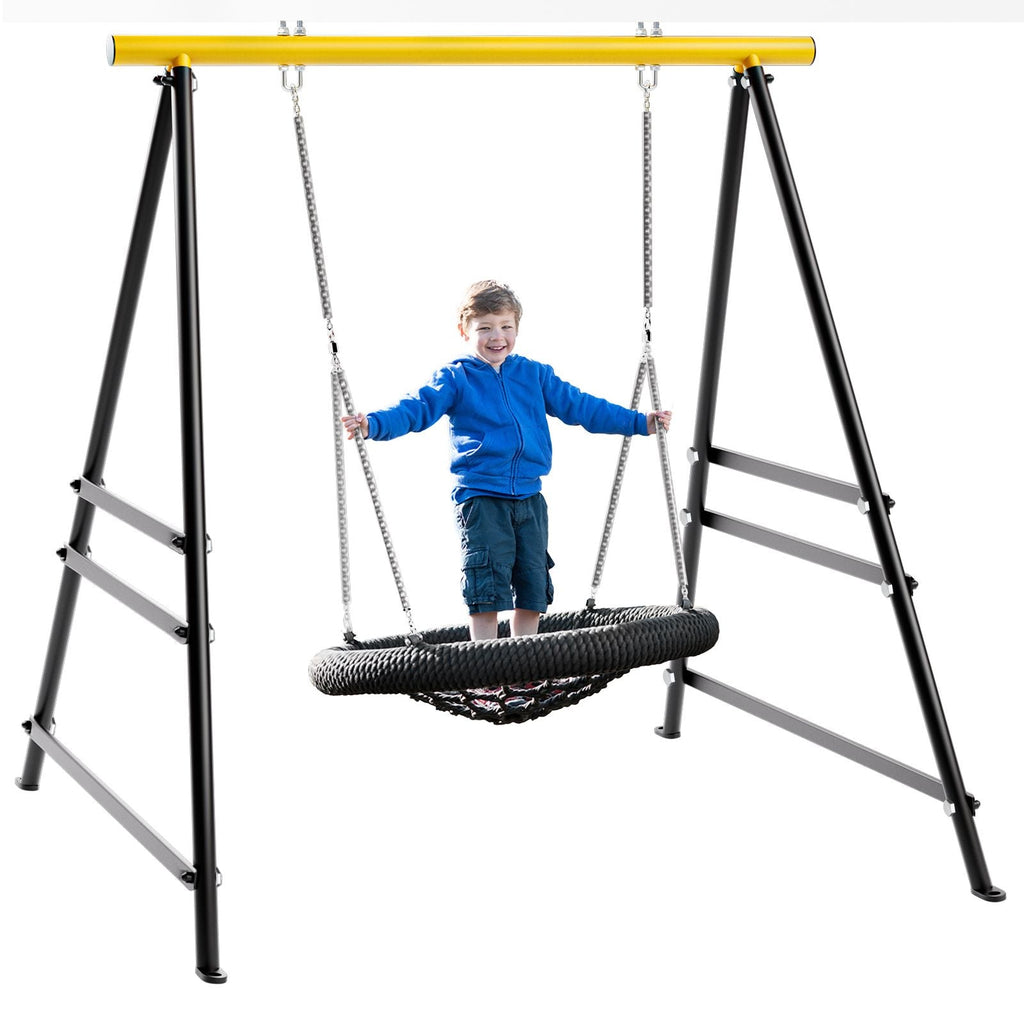 Metal Swing Stand Swing Sets for Backyard,Powder Coated Swing Frame of Swing Set with Extra Side Bars,880 Lbs Heavy-Duty A-Frame Outdoor Swing Fits Swing Chair,Porch Swing