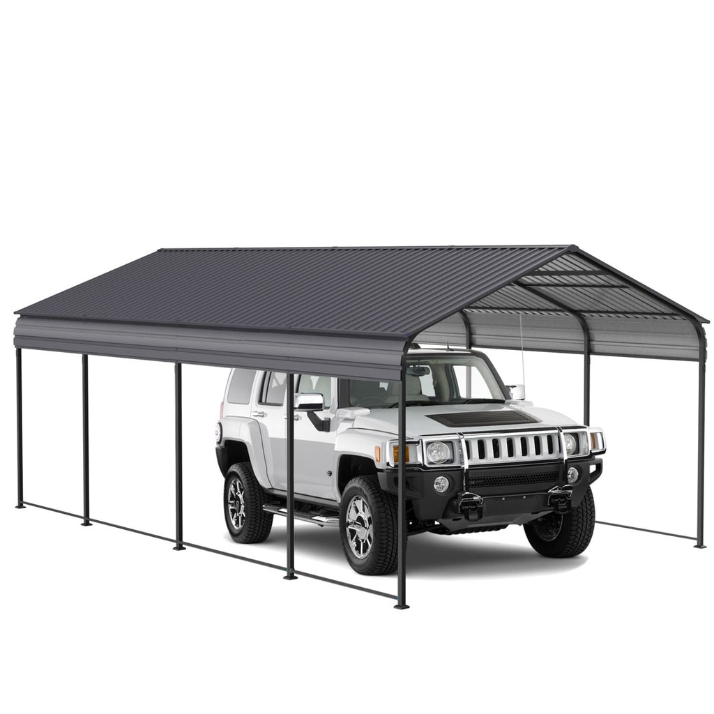supply Video NEW Metal Carport 12 ×20 FT Heavy Duty with Galvanized Steel Roof, Metal Garage Canopy with Galvanized Steel Roof & Frame, Car Tent Outdoor Storage Shed for Car, Boats and Truck, Gray