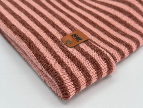 HAAKWEAR Theta Stitch RORO Cuffed Beanie (Patent Pending Design)-Pink/Burgundy, Made in USA