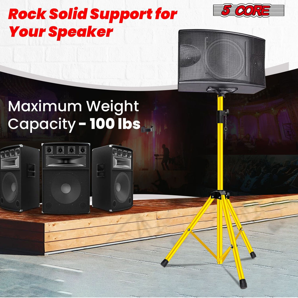5 Core Speaker Stand Tripod Floor Tall Adjustable Up to 72 Inch DJ Studio Monitor Stands Pole Mount - SS ECO 1PK WOB