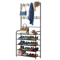 Entryway Coat Hat Rack Shoe Storage Shelf Shoe Rack Freestanding Hall Tree Garment Hanger Stand Clothes Shoe Organizer Combo