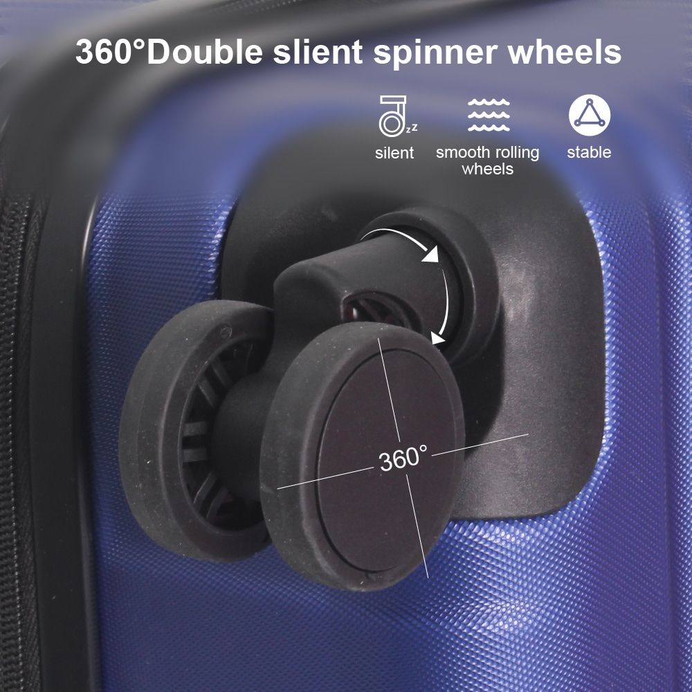 Luggage Sets ABS Hardshell 3pcs Luggage, Lightweight Durable Suitcase sets Spinner Wheels Suitcase with TSA Lock 20''24''28'' Available(Blue)