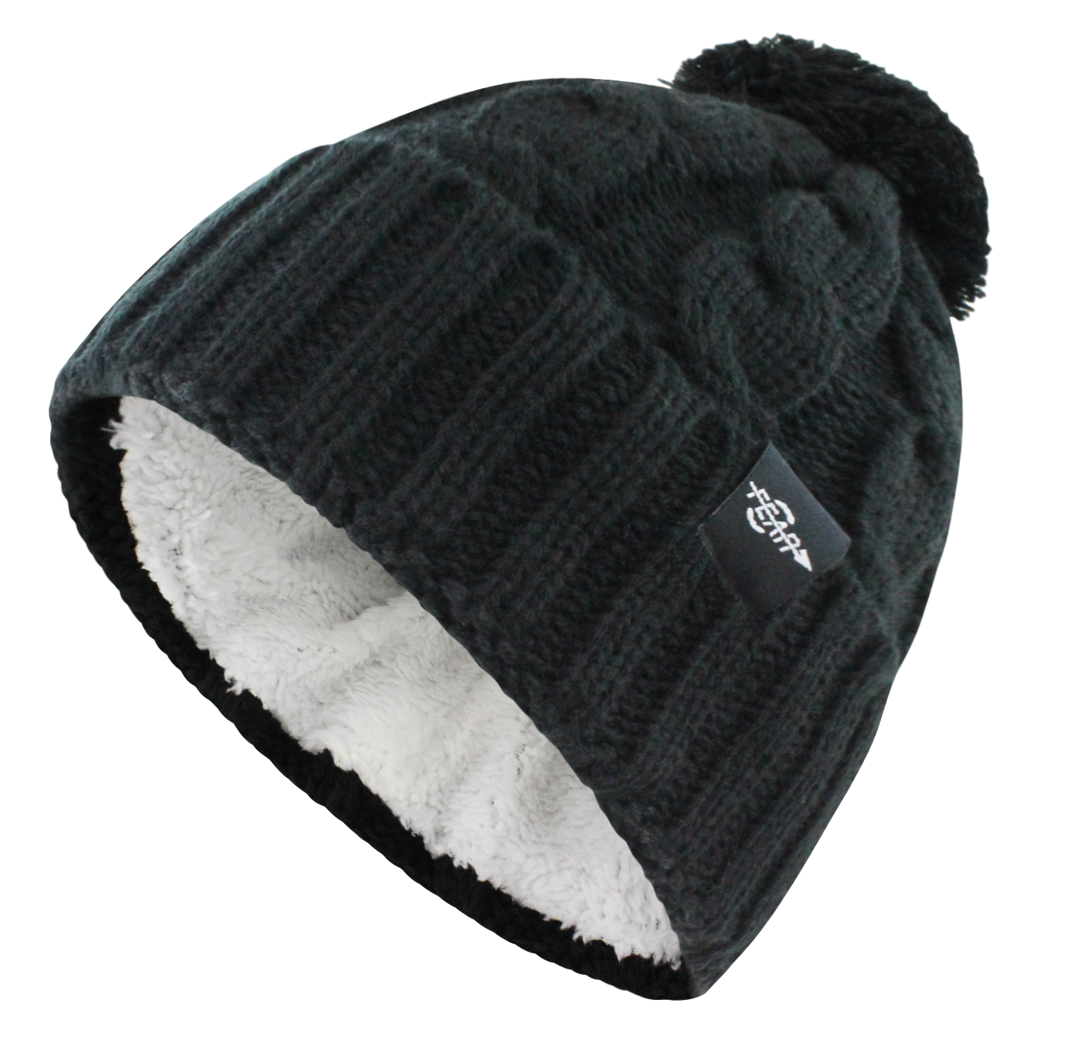Fear0 NJ Warmest Plush Insulated Lining Knit Cable Cuff Fold Beanie Hat Women